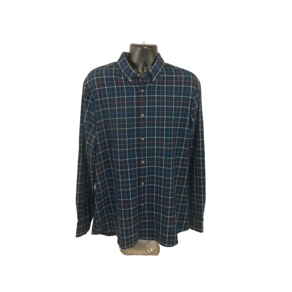 Mizzen + Main Leeward Shirt Mens XL Blue Plaid Trim Fit Button Down Long Sleeve - Picture 2 of 13